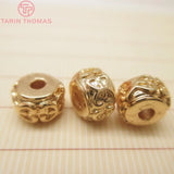 6PCS 7x4.5MM 24K Plated Brass Spacer Beads DIY Jewelry Accessories