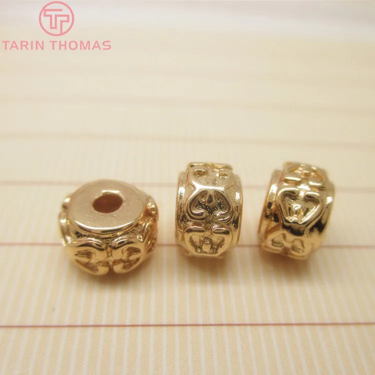 6PCS 7x4.5MM 24K Plated Brass Spacer Beads DIY Jewelry Accessories