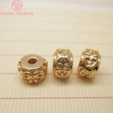 6PCS 7x4.5MM 24K Plated Brass Spacer Beads DIY Jewelry Accessories