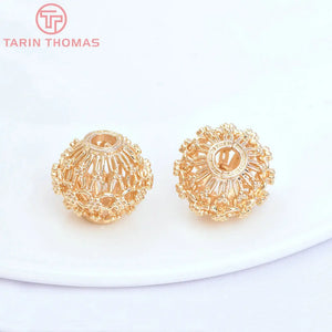 6PCS 15.5x14MM 24K Plated Brass Weaving Spacer Beads Jewelry Accessories