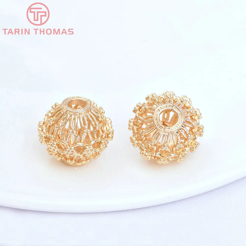 6PCS 15.5x14MM 24K Plated Brass Weaving Spacer Beads Jewelry Accessories