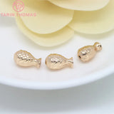 6PCS 7x13MM 24K Plated Brass 3D Fish Beads Bracelet DIY Jewelry