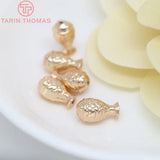6PCS 7x13MM 24K Plated Brass 3D Fish Beads Bracelet DIY Jewelry