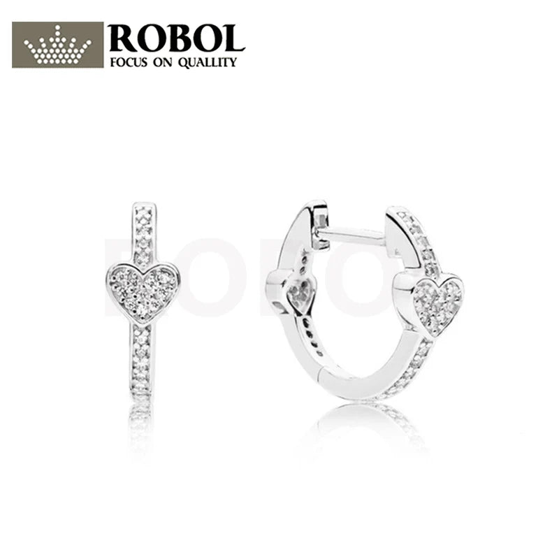 925 Sterling Silver Hearts Hoop Earrings for Women