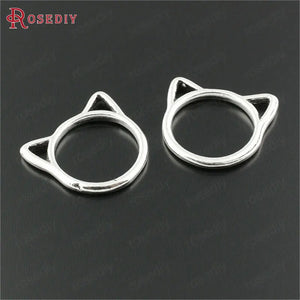 50PCS Cat Rings Charms Pendants Diy Jewelry Findings Accessories