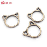 50PCS Cat Rings Charms Pendants Diy Jewelry Findings Accessories