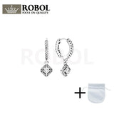 925 Silver Square Sparkling Earrings for Woman