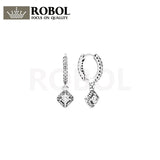 925 Silver Square Sparkling Earrings for Woman