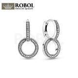 925 Silver Sparkling Double Hoop Earrings Jewelry