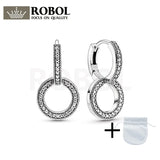 925 Sterling Silver Sparkling Hoop Earrings - Ladies Jewelry