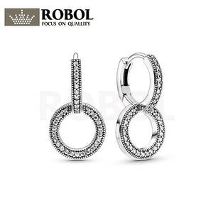 925 Silver Sparkling Double Hoop Earrings Jewelry
