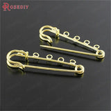 10PCS 50x13MM Iron Big Brooch Pins with 5 Hanging Holes