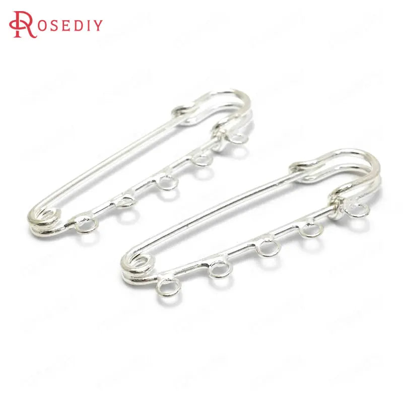 10PCS 50x13MM Iron Big Brooch Pins with 5 Hanging Holes