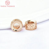 6PCS 24K Plated Brass Large Hole Spacer Beads Bracelet Beads
