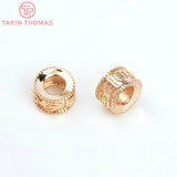 6PCS 24K Plated Brass Large Hole Spacer Beads Bracelet Beads