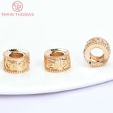 6PCS 24K Plated Brass Large Hole Spacer Beads Bracelet Beads