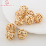 6PCS 12MM 24K Plated Brass Round Spacer Beads for Bracelets