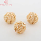 6PCS 12MM 24K Plated Brass Round Spacer Beads for Bracelets