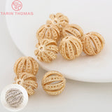 6PCS 12MM 24K Plated Brass Round Spacer Beads for Bracelets