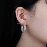 Plated Hoop Earrings Set with Ice Out Rhinestones