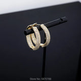 Plated Hoop Earrings Set with Ice Out Rhinestones