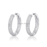 Plated Hoop Earrings Set with Ice Out Rhinestones