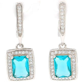 Real Red Ruby Tanzanite Aquamarine CZ Earrings