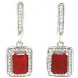 Real Red Ruby Tanzanite Aquamarine CZ Earrings
