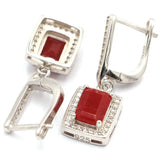 Real Red Ruby Tanzanite Aquamarine CZ Earrings