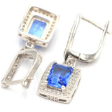 Real Red Ruby Tanzanite Aquamarine CZ Earrings