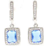 Real Red Ruby Tanzanite Aquamarine CZ Earrings