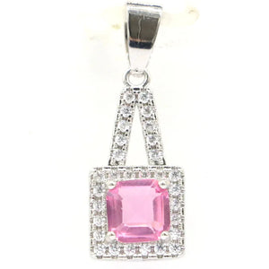 1.8g Violet Tanzanite Pink Tourmaline CZ Silver Pendant