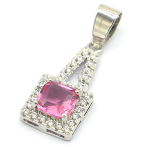 1.8g Violet Tanzanite Pink Tourmaline CZ Silver Pendant