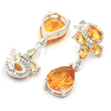 Golden Citrine Pink Tourmaline Tanzanite 925 Silver Earrings