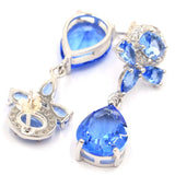 Golden Citrine Pink Tourmaline Tanzanite 925 Silver Earrings