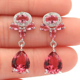 Golden Citrine Pink Tourmaline Tanzanite 925 Silver Earrings