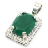 Real Green Emerald Red Ruby CZ 925 Silver Pendant Eye Catching