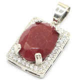 Real Green Emerald Red Ruby CZ 925 Silver Pendant Eye Catching