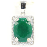 Real Green Emerald Red Ruby CZ 925 Silver Pendant Eye Catching