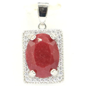Real Green Emerald Red Ruby CZ 925 Silver Pendant Eye Catching