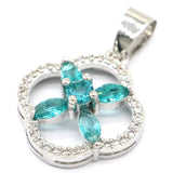 29x20mm Rich Aquamarine Tanzanite CZ 925 Silver Pendant