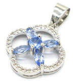 29x20mm Rich Aquamarine Tanzanite CZ 925 Silver Pendant