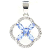 29x20mm Rich Aquamarine Tanzanite CZ 925 Silver Pendant