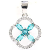 29x20mm Rich Aquamarine Tanzanite CZ 925 Silver Pendant