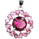 Green Emerald Pink Tourmaline Peridot Tanzanite Pendant