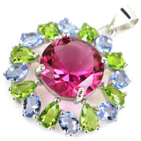 Green Emerald Pink Tourmaline Peridot Tanzanite Pendant