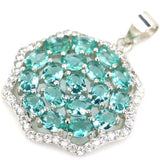 Aquamarine Pink Tourmaline Citrine Kunzite Pendant 925 Sterling Silver
