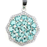 Aquamarine Pink Tourmaline Citrine Kunzite Pendant 925 Sterling Silver