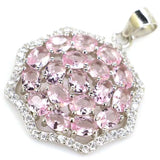 Aquamarine Pink Tourmaline Citrine Kunzite Pendant 925 Sterling Silver
