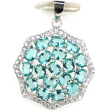 Aquamarine Pink Tourmaline Citrine Kunzite Pendant 925 Sterling Silver